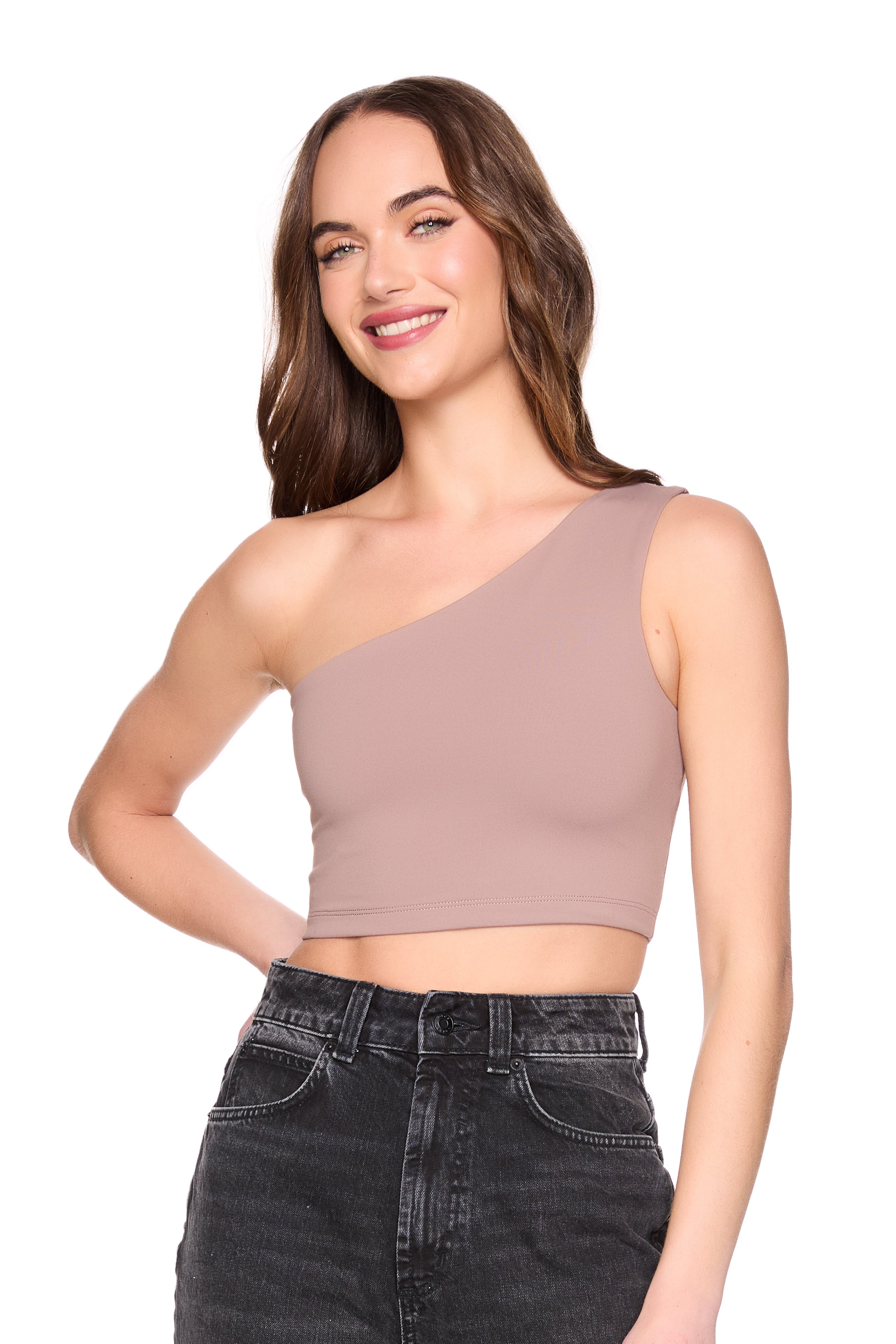 essential one shoulder crop top