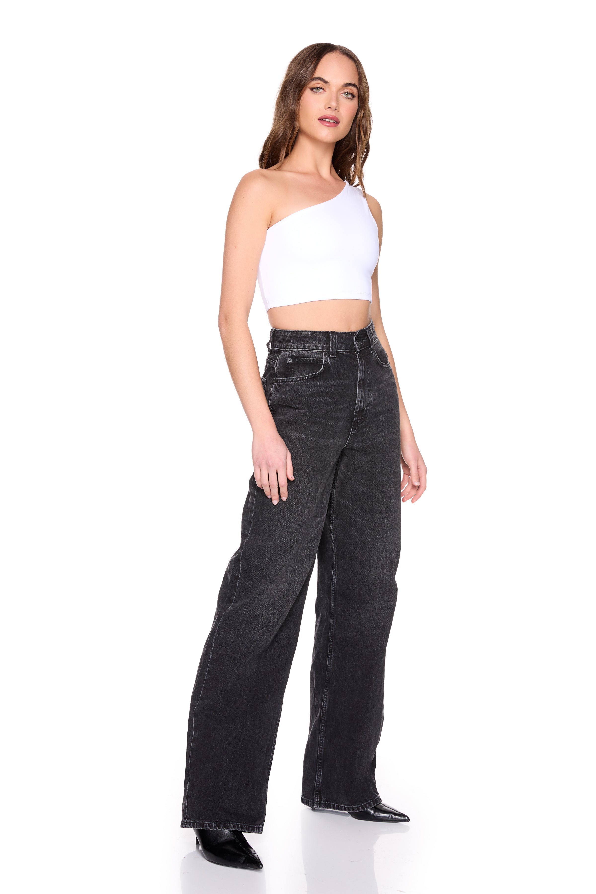 essential one shoulder crop top