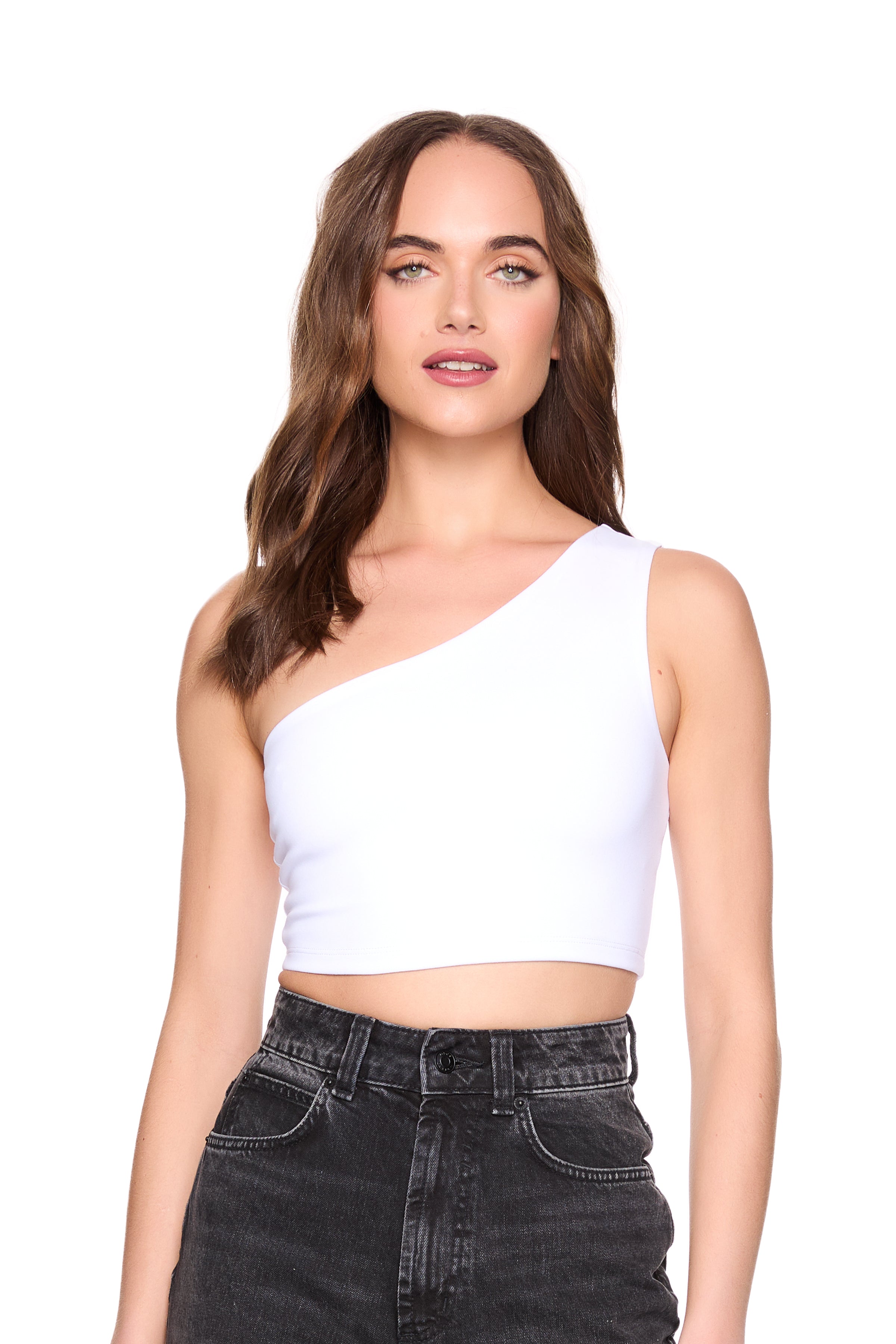 essential one shoulder crop top