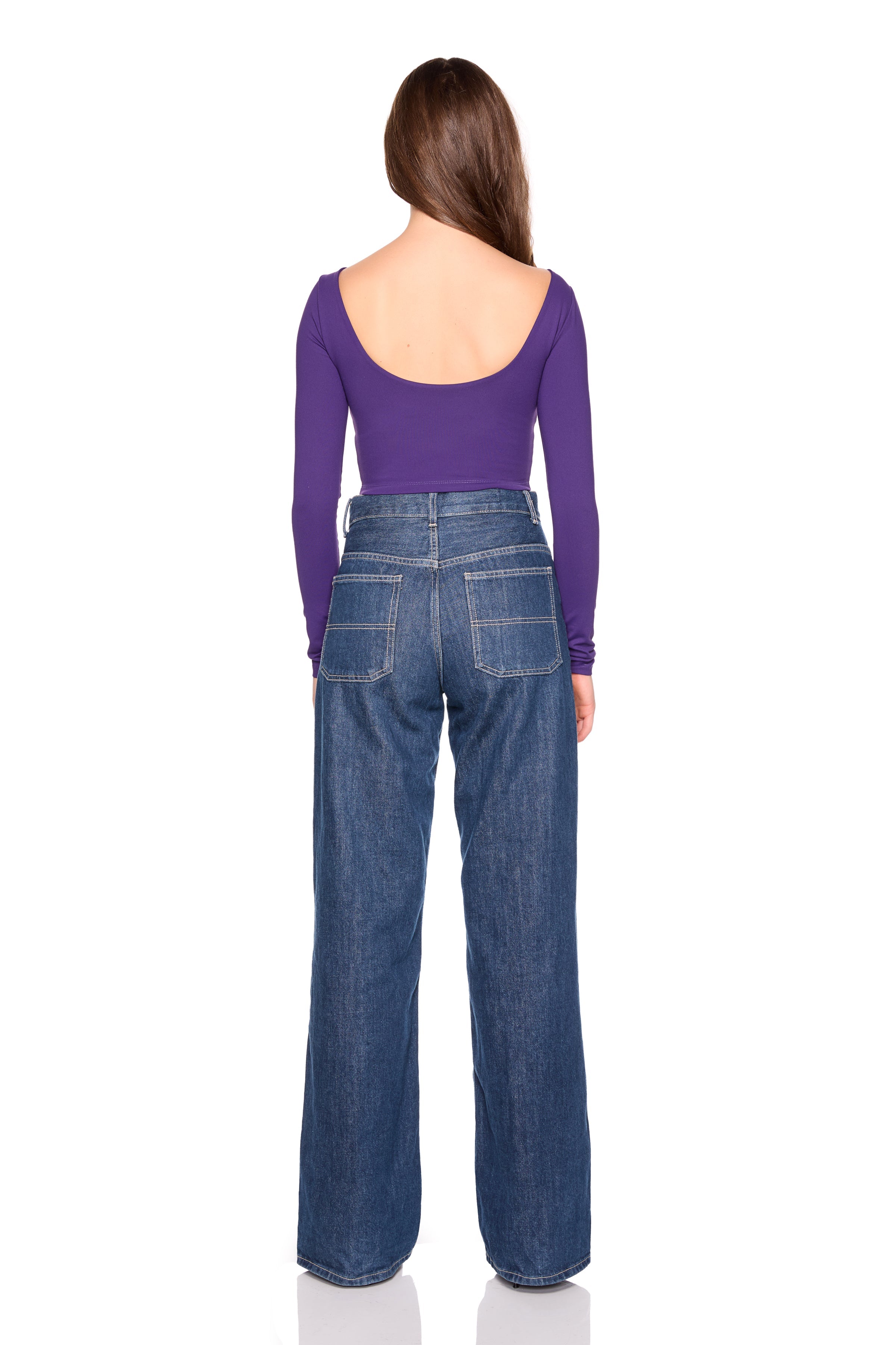 long sleeve scoop back crop top