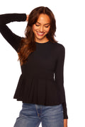long sleeve crew peplum top
