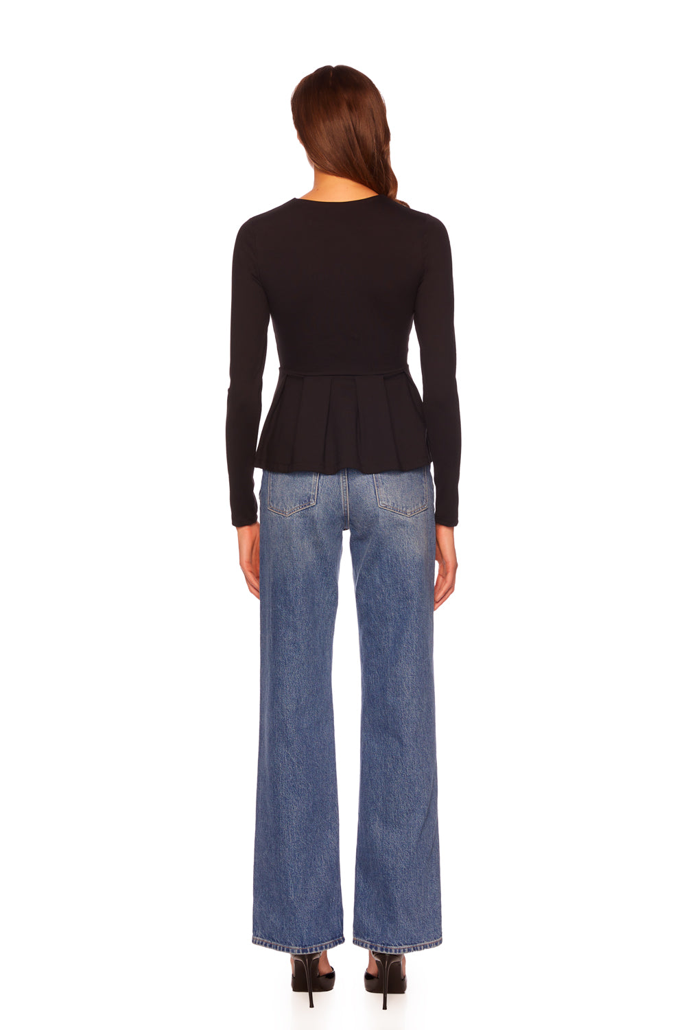 long sleeve crew peplum top