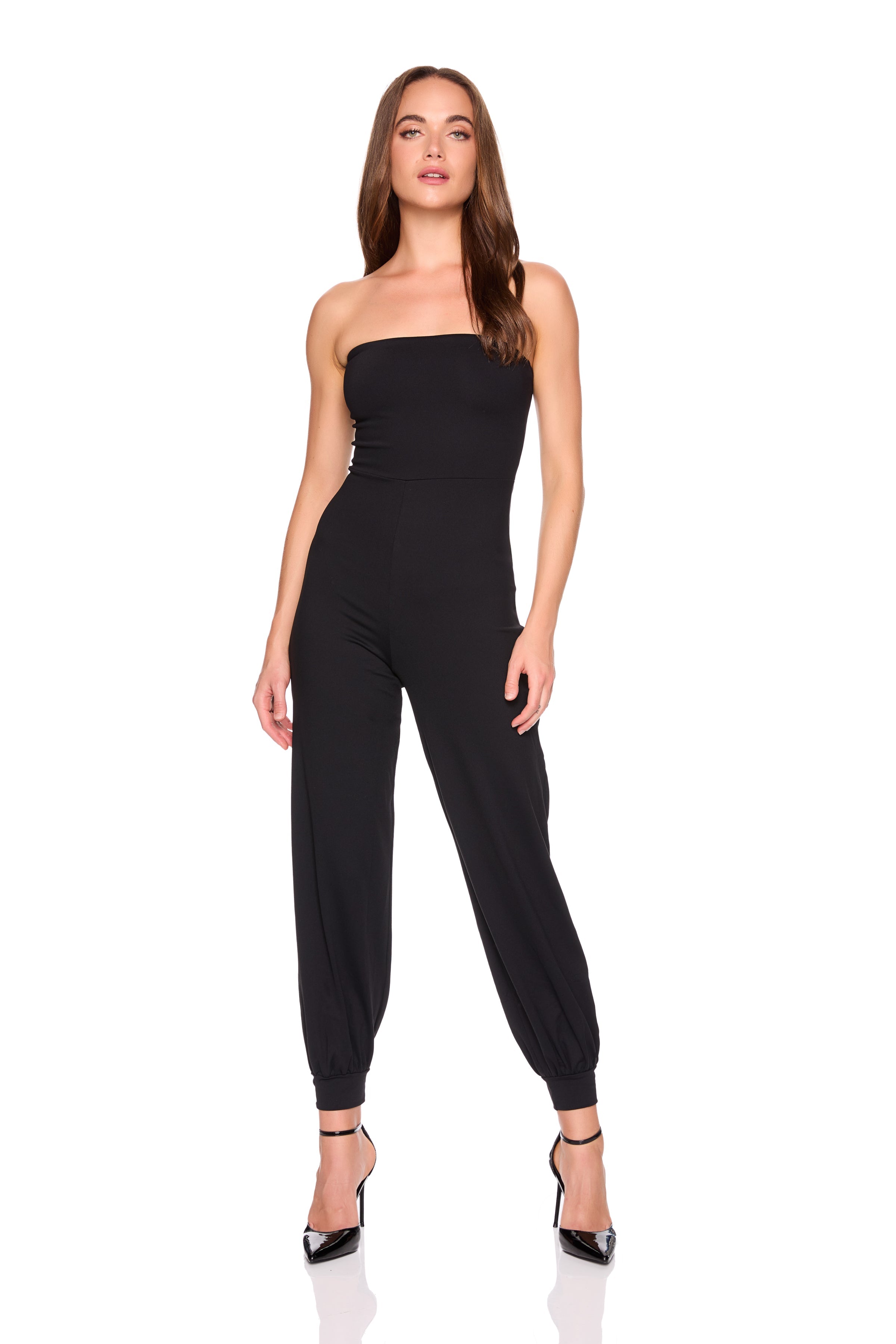 strapless jogger jumpsuit
