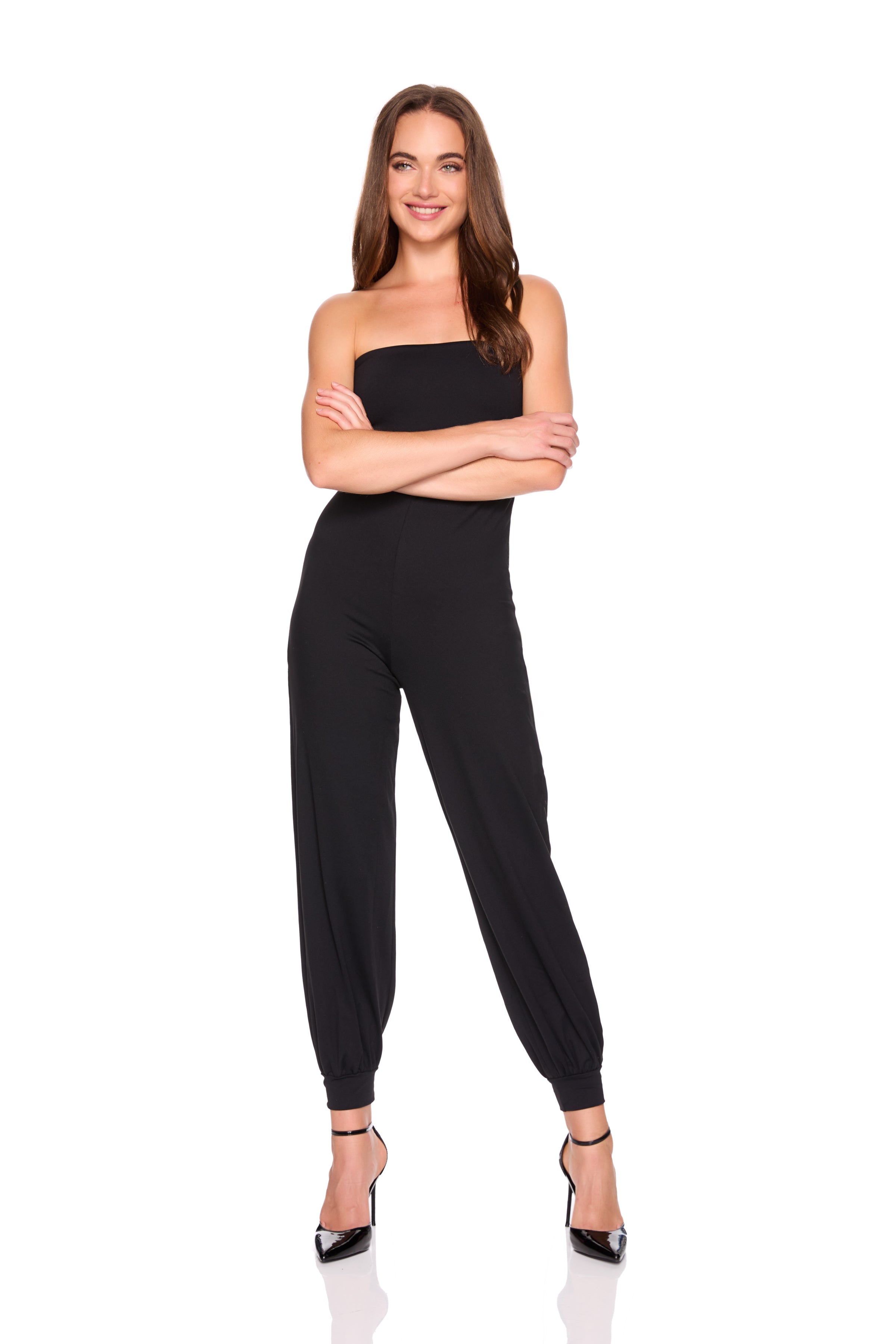 strapless jogger jumpsuit