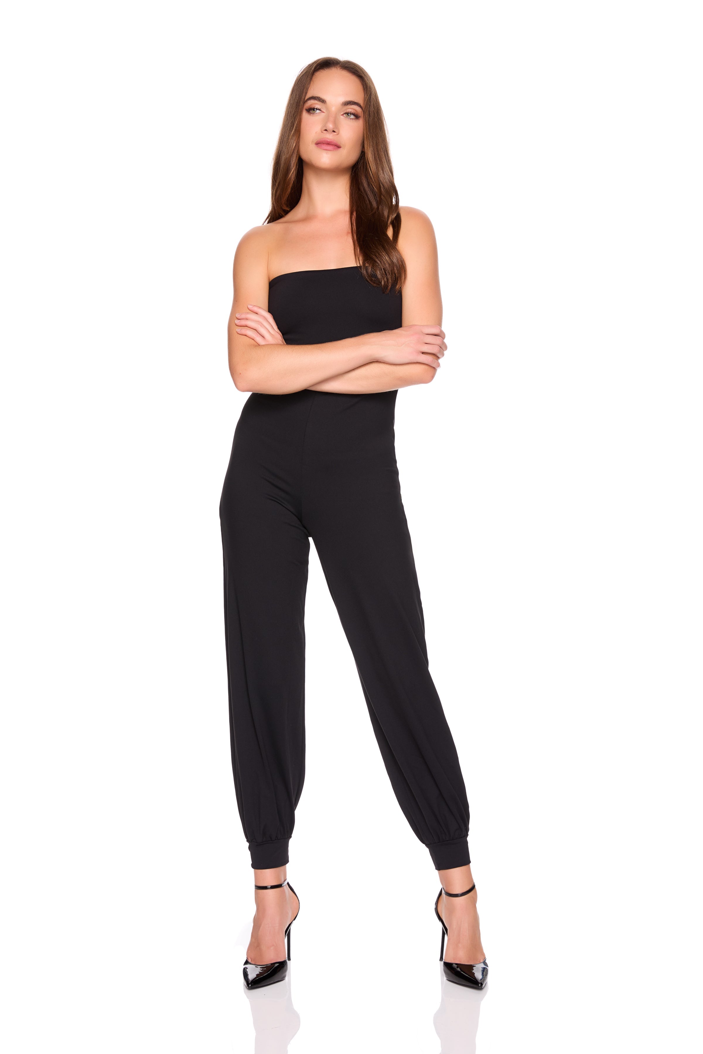 strapless jogger jumpsuit