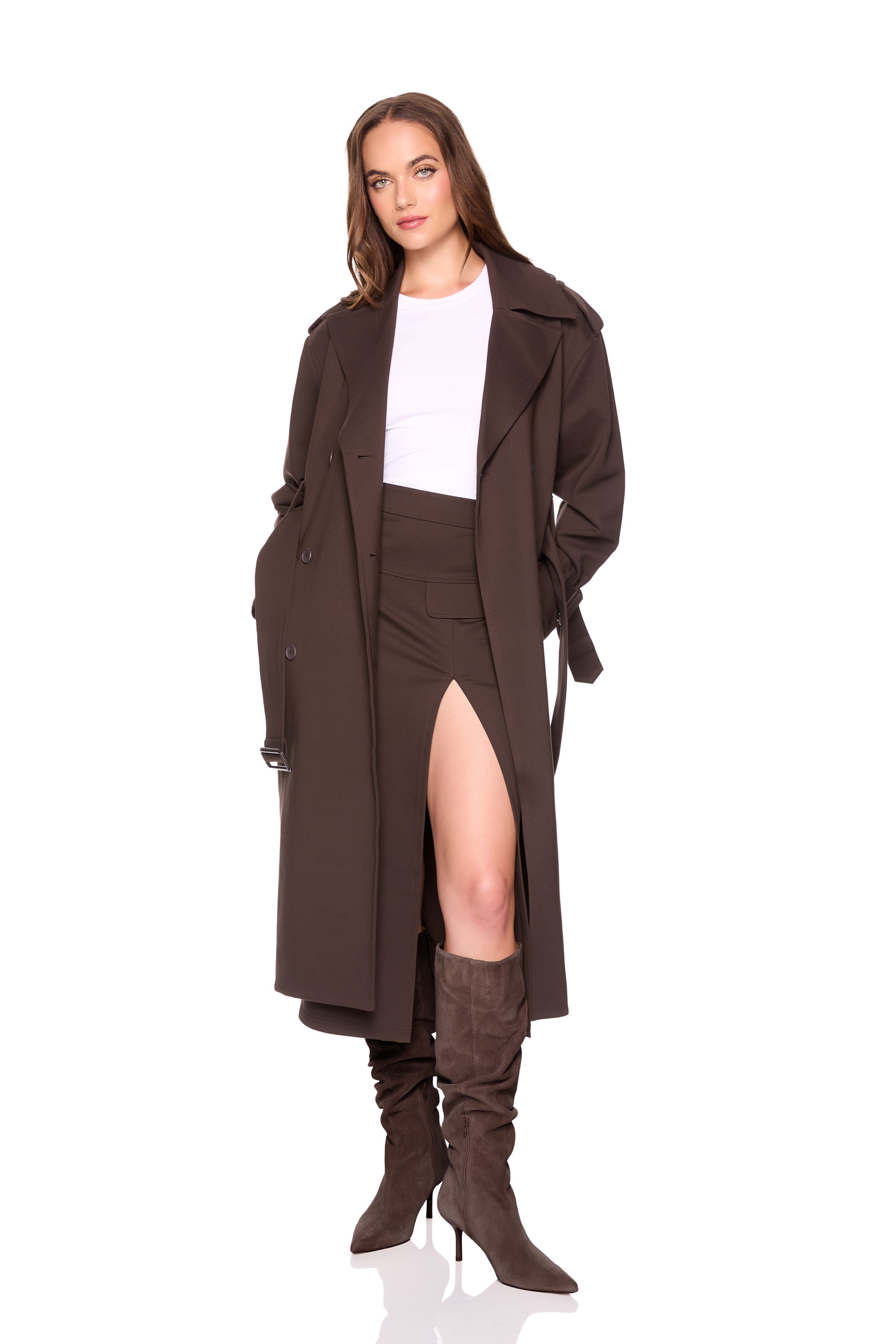 ponte slit pocket skirt