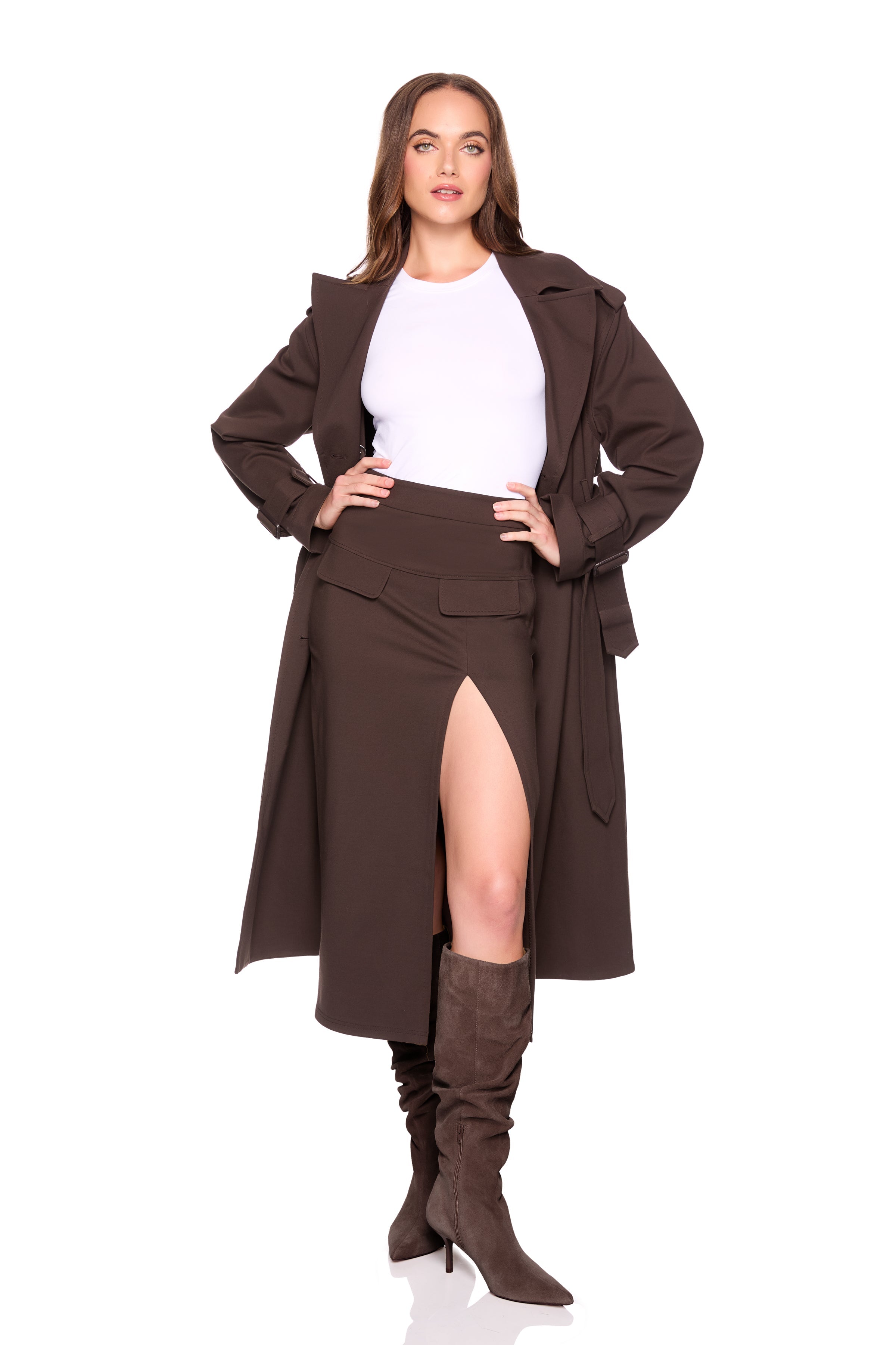 ponte slit pocket skirt