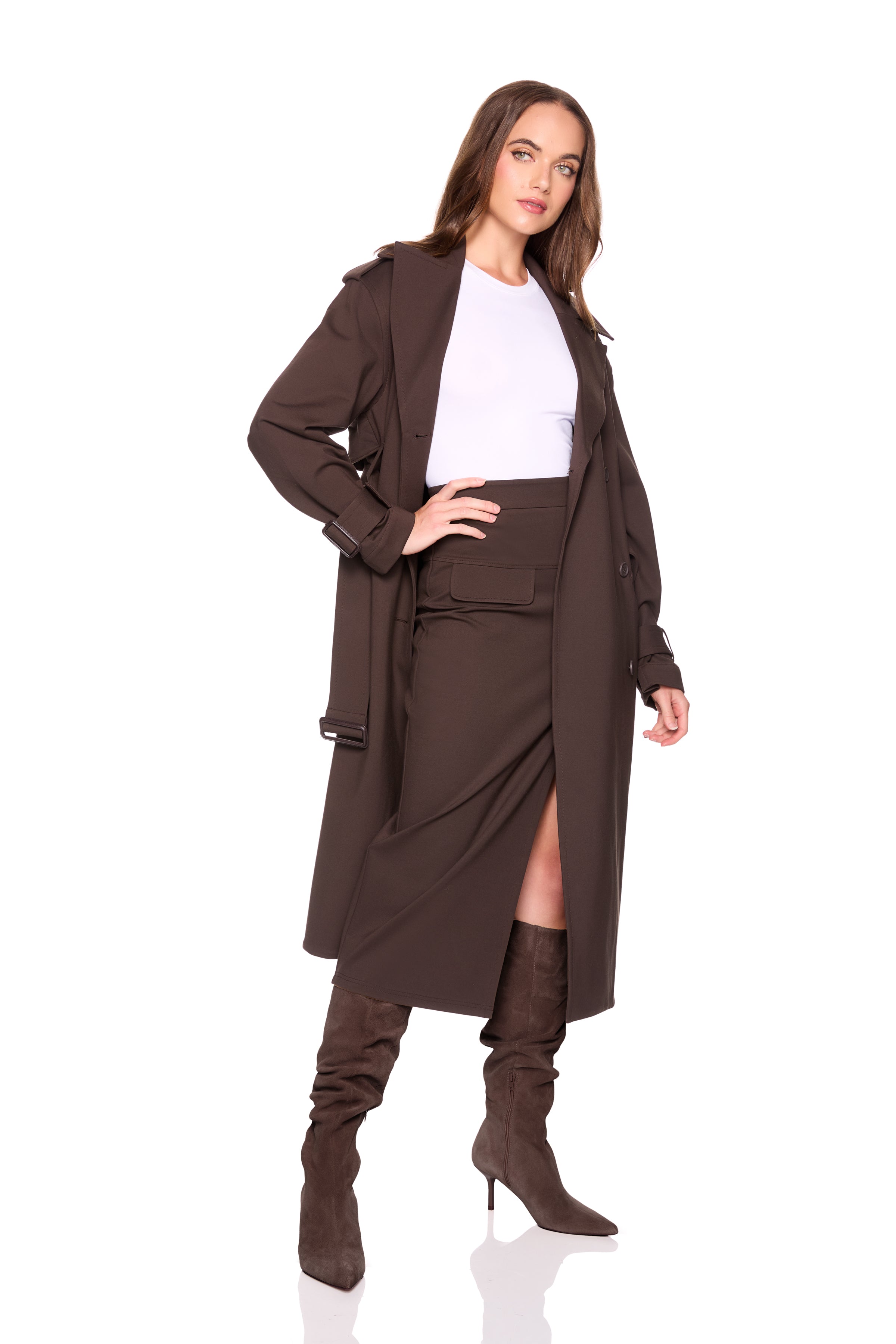 ponte slit pocket skirt