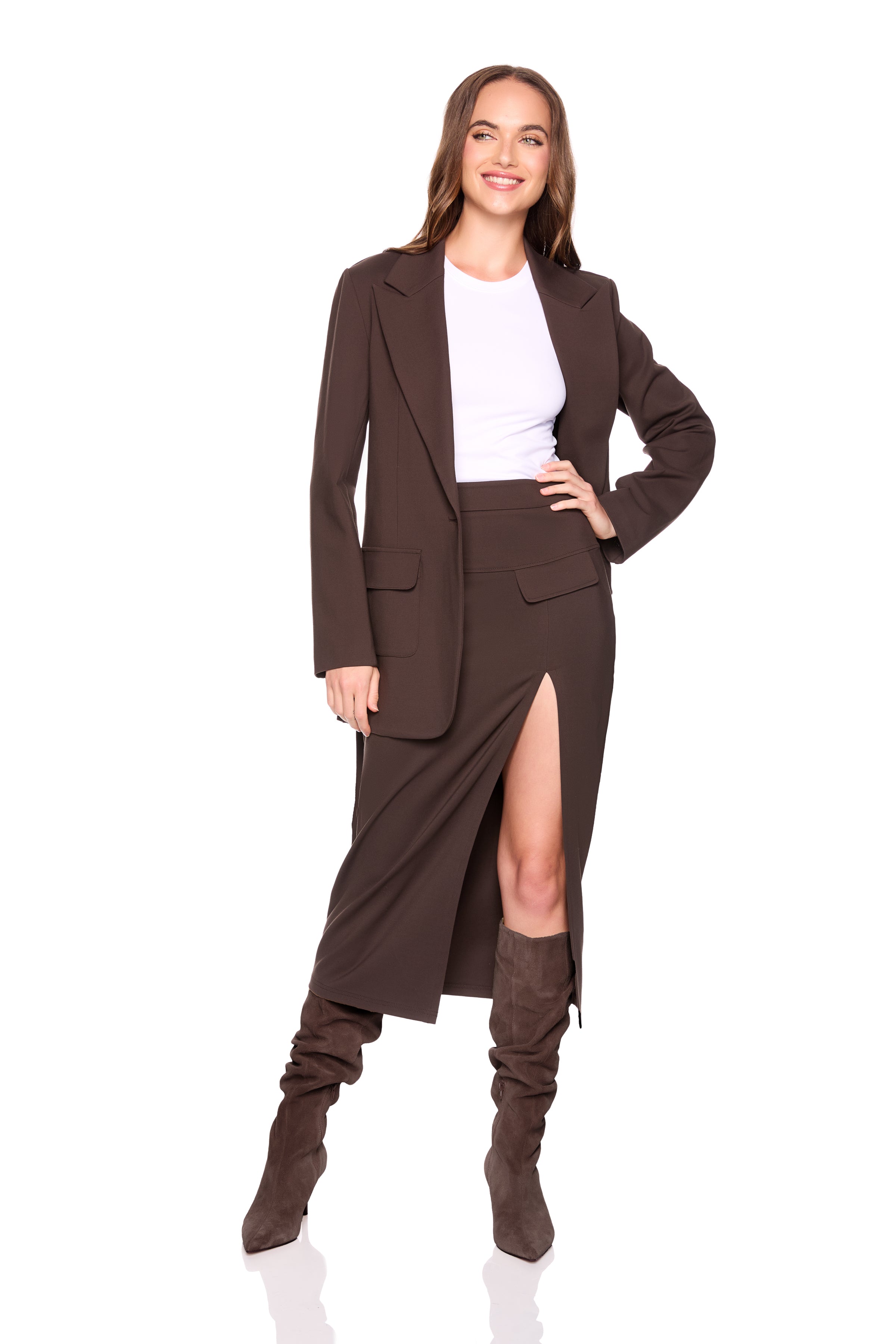 ponte slit pocket skirt