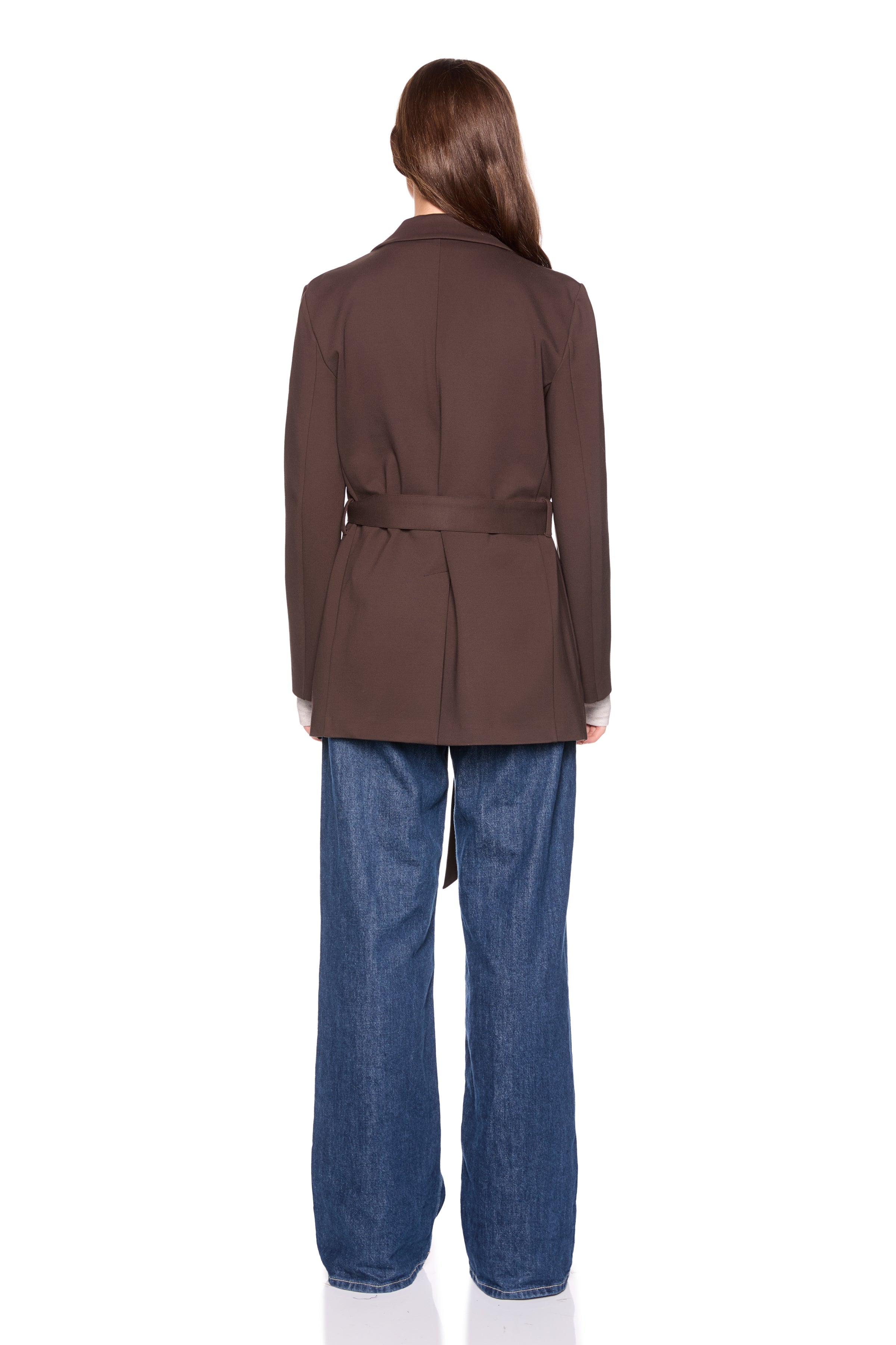 ponte patch pocket tie jacket java